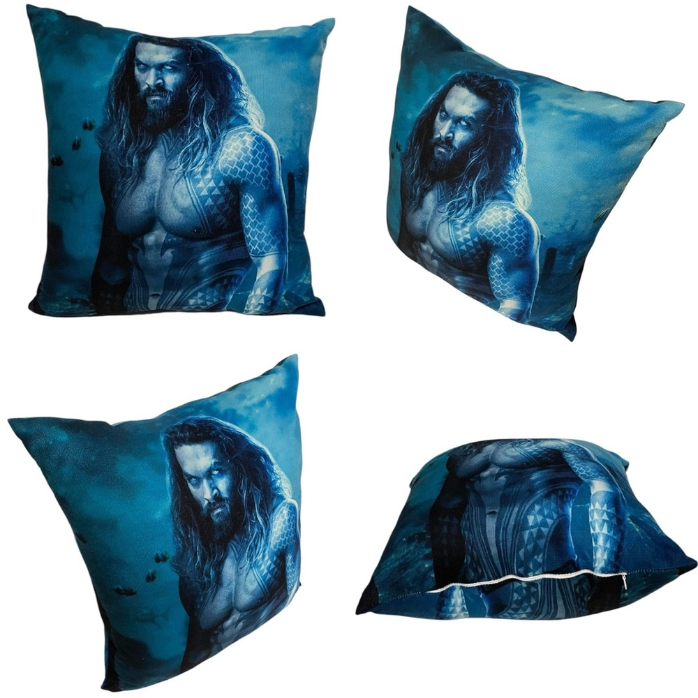 Aquaman Blue Decorative Pillow with Aquatic Design